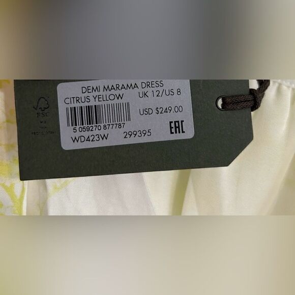 NWT Allsaints Demi Marama Dress Sz 8 All Saints- color citrus yellow - Picture 10 of 10